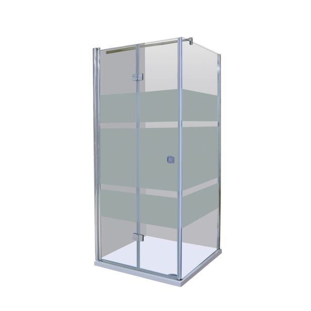 KOTNA KABINA ZA PRHANJE FEROTEHNA ENTRY 90X90X195 CM ALU PR. ORNAMENTNO STEK.