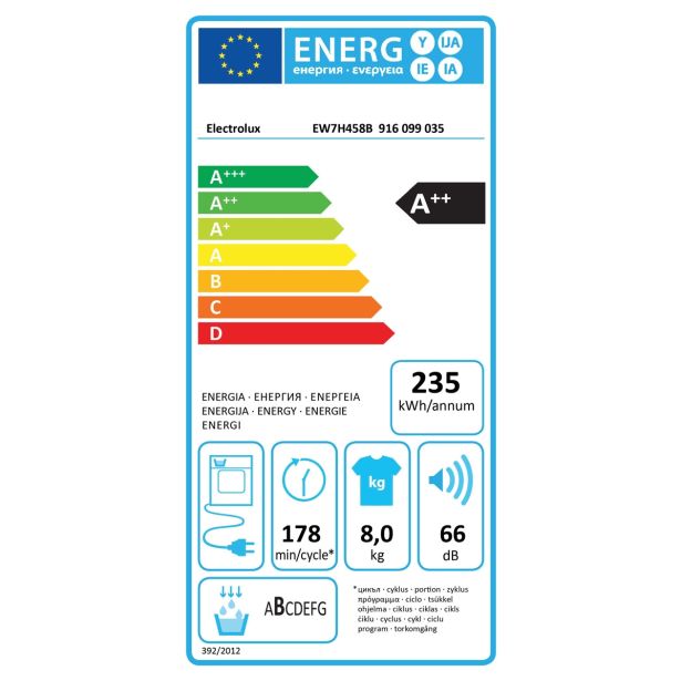 SUŠILNI STROJ ELECTROLUX EW7H458B TOPLOTNA ČRPALKA