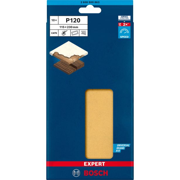 EXPERT C470 BRUSNI PAPIR S 14 LUKNJAMI ZA EKSCENTRIČNE BRUSILNIKE, 115 X 230 MM, G 120, 10 KOSOV