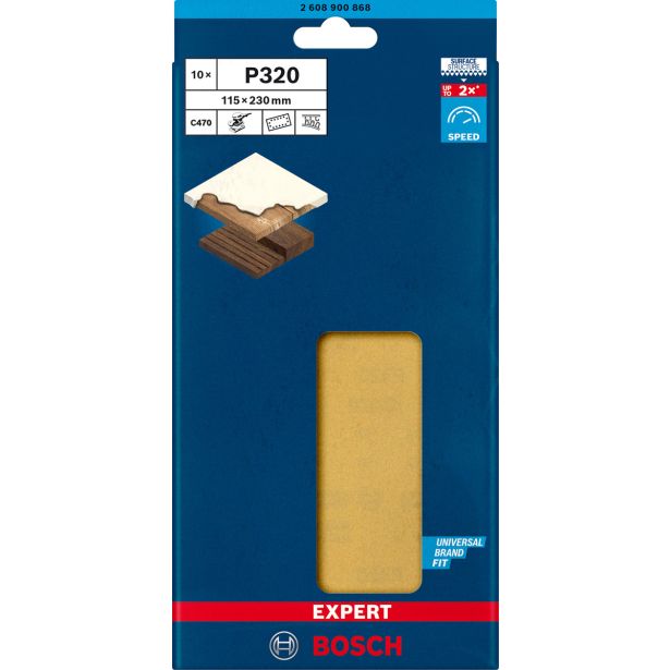 EXPERT C470 BRUSNI PAPIR S 14 LUKNJAMI ZA EKSCENTRIČNE BRUSILNIKE, 115 X 230 MM, G 320, 10 KOSOV