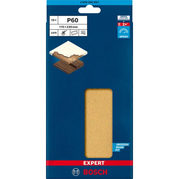EXPERT C470 BRUSNI PAPIR S 14 LUKNJAMI ZA EKSCENTRIČNE BRUSILNIKE, 115 X 230 MM, G 60, 10 KOSOV