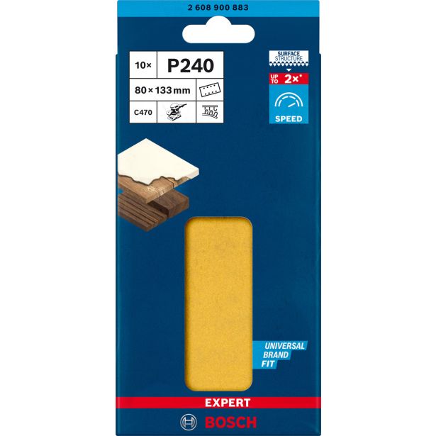 EXPERT C470 BRUSNI PAPIR Z 8 LUKNJAMI ZA EKSCENTRIČNE BRUSILNIKE, 80 X 133 MM, G 240, 10 KOSOV