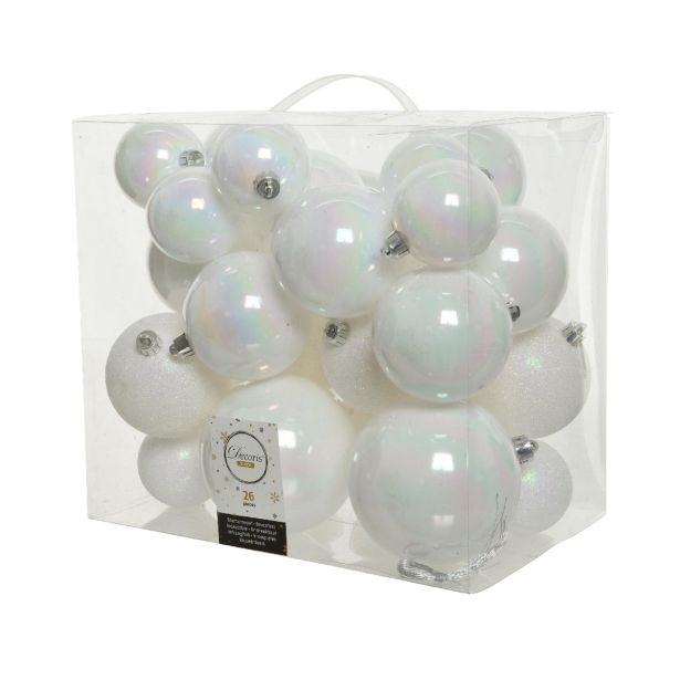 BUNKE ZA NOVOLETNO JELKO BELE BARVE, 26/1, FI 100/80/60 MM