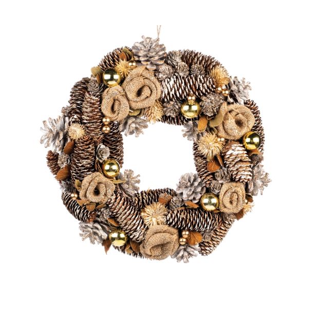 VENČEK GLOSSTYLE FI 33 CM ROŽICE ZLAT, JUTA