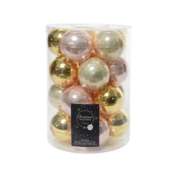 STEKLENA BUNKA FI 6 CM 20/1 ROMANTIKA ROZA, ZLATE, PERLA