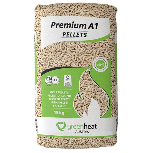 PELETI GREENHEAT FI 6 MM, SMREKA VREČA 15 KG