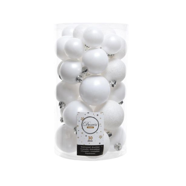 BUNKE ZA NOVOLETNO JELKO BELE BARVE, 30/1, FI 60/50/40 MM