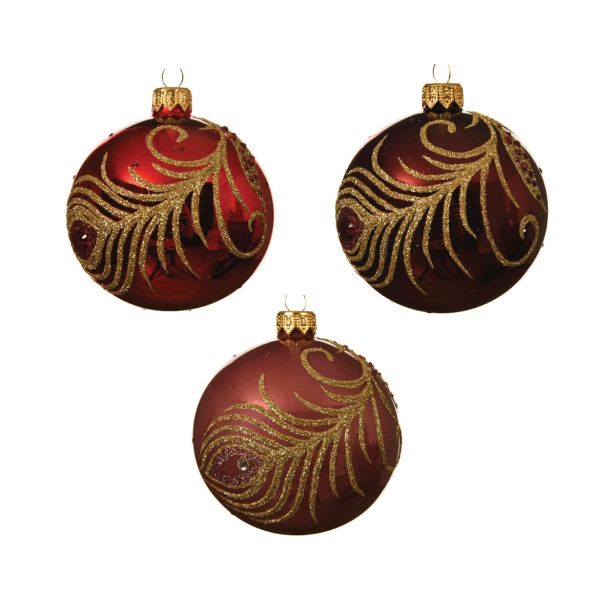 STEKLENA BUNKA FI 8 CM RDEČA/VIJOLA/ROZA Z DEKORJEM, SORTIRANO