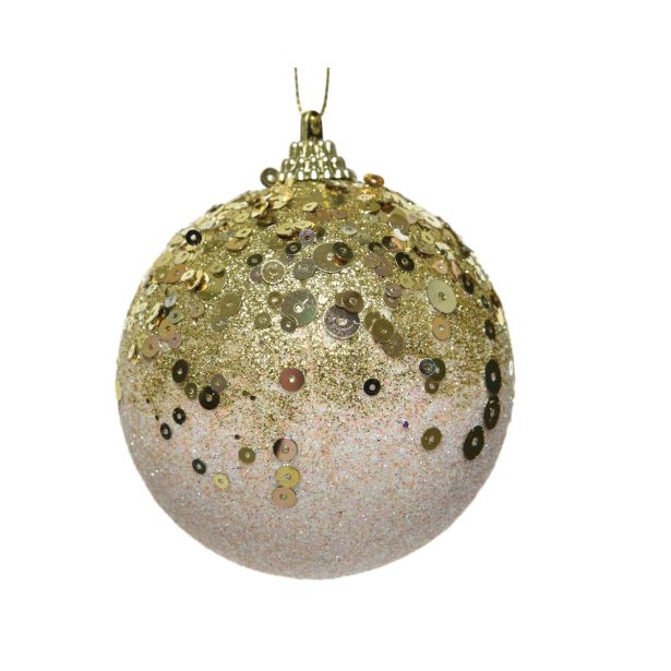 BUNKA IZ UMETNE MASE FI 8 CM ROZA Z ZLATIMI BLEŠČICAMI