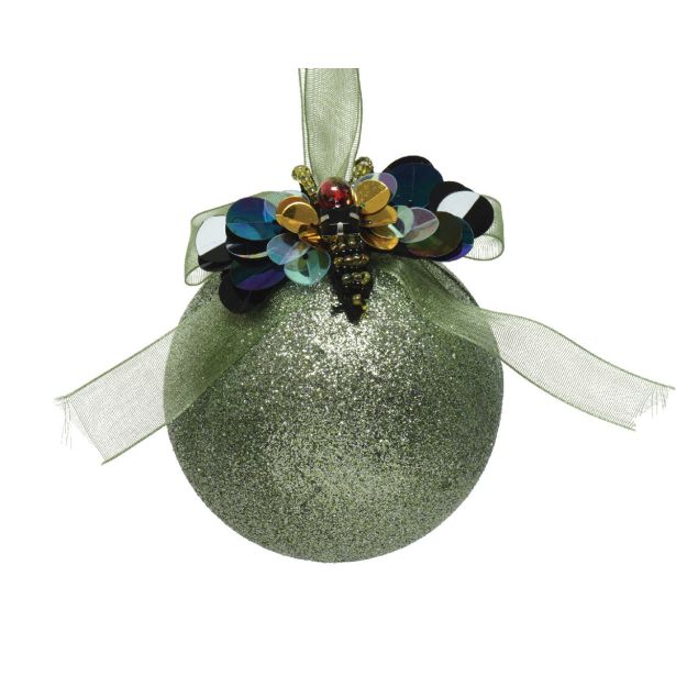 BUNKA ZA NOVOLETNO JELKO ZELENE BARVE Z ŽUŽELKO, FI 80 MM