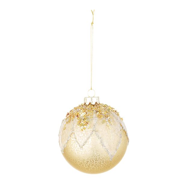 ZLATA STEKLENA BUNKA S POSIPOM, PREMER 80 MM