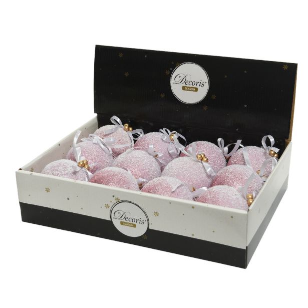 BUNKA IZ UMETNE MASE FI8CM ZASNEŽENA S PENTLJO VELVET ROZA