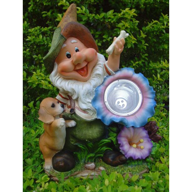 FIGURA, OKRASNA PALČEK S KUŽKOM IN SVETILKO VIŠ 41 CM