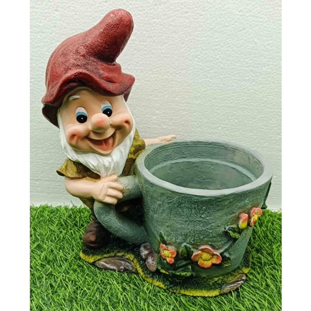 FIGURA, OKRASNA PALČEK Z LONCEM ZA ROŽE VIŠ. 27 CM