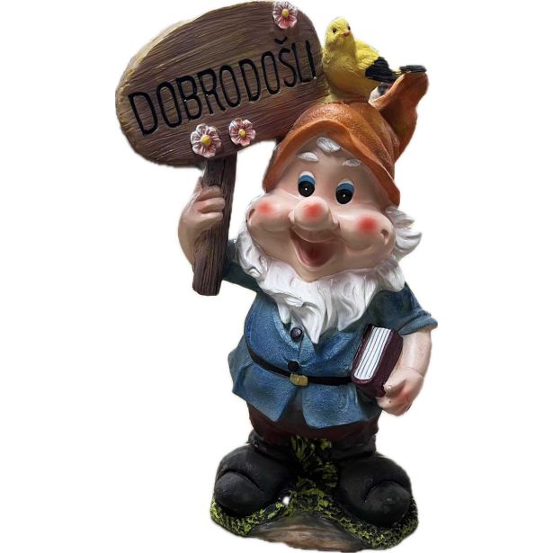 FIGURA, OKRASNA PALČEK Z NAPISOM DOBRODOŠLI VIŠ 42 CM