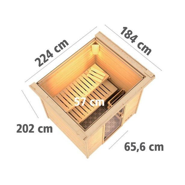 FINSKA SAVNA ANJA 4+9KW GRELEC BIO PREDNJI VHOD+STREŠ.VENEC