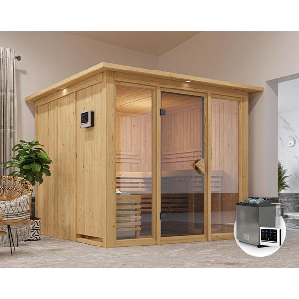 FINSKA SAVNA ASKJA 4+9KW GRELEC BIO PREDNJI VHOD+STREŠ.VENEC