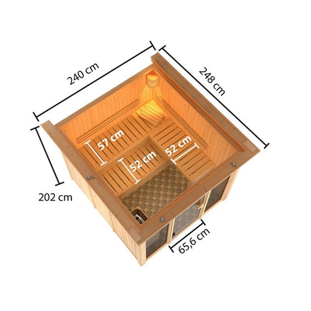 FINSKA SAVNA ASKJA 4+9KW GRELEC BIO PREDNJI VHOD+STREŠ.VENEC
