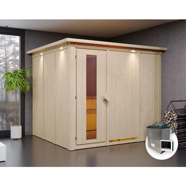 FINSKA SAVNA GOBIN 2+9KW GRELEC BIO PREDNJI VHOD+STREŠ.VENEC