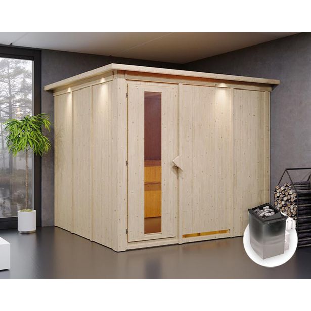 FINSKA SAVNA GOBIN 2+9KW GRELEC NR PREDNJI VHOD+STREŠ.VENEC