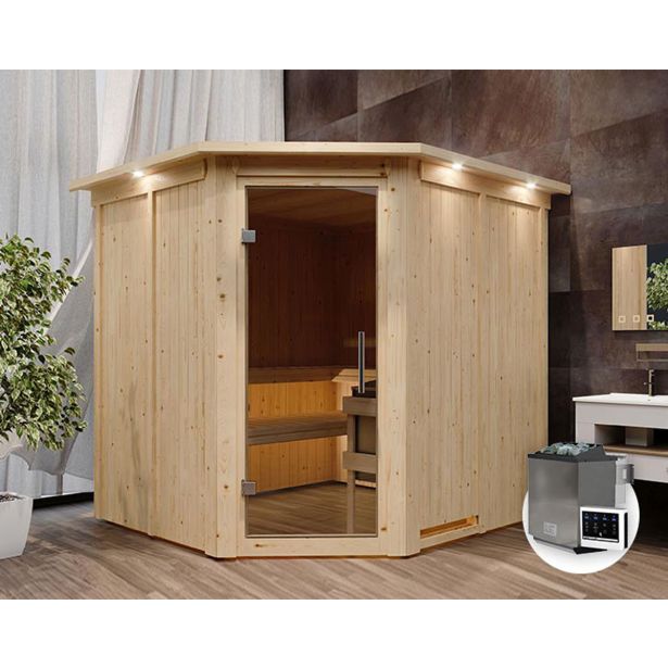 FINSKA SAVNA JARIN 7+9KW GRELEC BIO KOTNI VHOD+STREŠ.VENEC