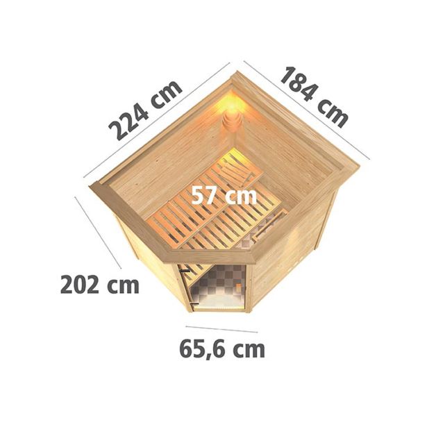 FINSKA SAVNA MIA+9KW GRELEC NR KOTNI VHOD+STREŠ.VENEC+PROZ.VR.