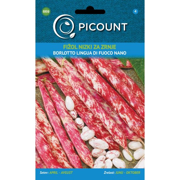 STROČNICA PICOUNT FIŽOL NIZEK ZA ZRNJE BORLOTTO LINGUA DI FUOCO