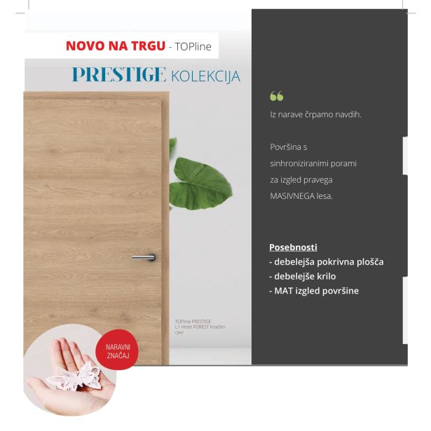 FOLIZIRANO VRATNO KRILO LIPBLED HRAST FOREST KRTAČEN RJAV 85X200 D L1 SOFT