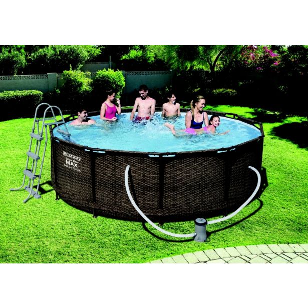 BAZEN S KOVINSKO KONSTRU. BEST WAY FRAME POOL POWER STEEL RATAN DELUXE SET 366X100