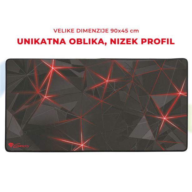 GAMING PODLOGA ZA MIŠKO GENESIS CARBON 500 MAXI FLASH, ČRNO-RDEČA