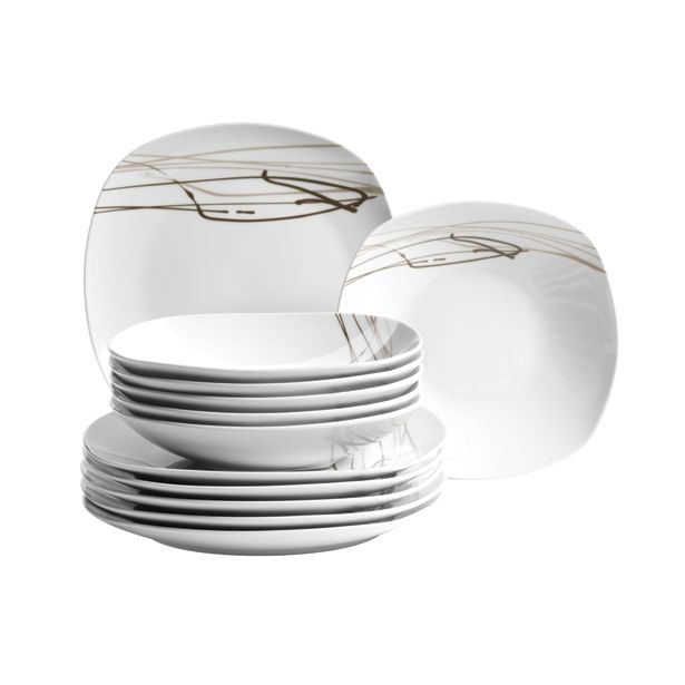 GARNITURA KROŽNIKOV DOMESTIC 12 DELNI SPLASH BROWN