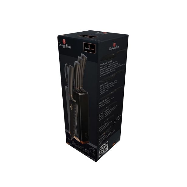 GARNITURA NOŽEV BERLINGER HAUS 7 DELNA BLACK ROSE S STOJALOM