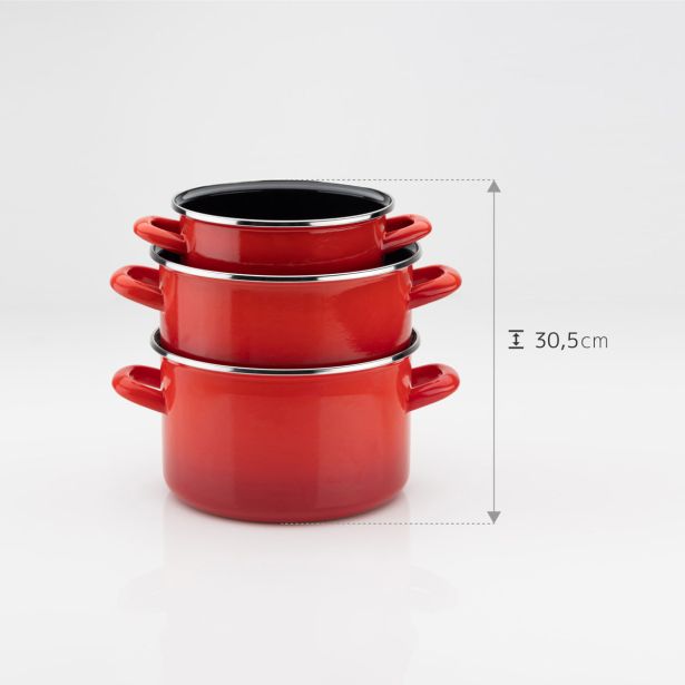 GARNITURA / SET POSODE METALAC 3/1 STANDARD EMAJL RDEČA