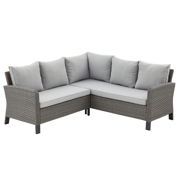 GARNITURA UMETNI RATAN NATERIAL DRIOS KOTNA ALU BREZ MIZE, TEMNO SIVA