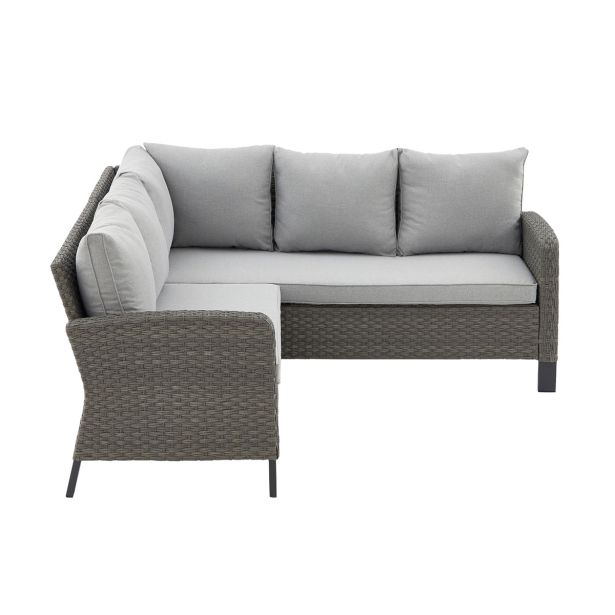 GARNITURA UMETNI RATAN NATERIAL DRIOS KOTNA ALU BREZ MIZE, TEMNO SIVA