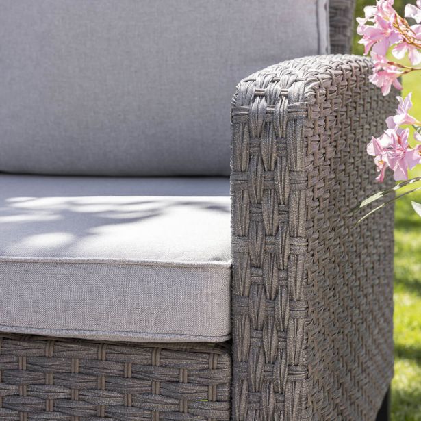 GARNITURA UMETNI RATAN NATERIAL DRIOS KOTNA ALU BREZ MIZE, TEMNO SIVA