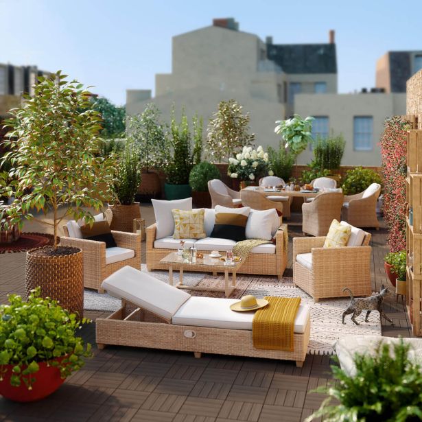 GARNITURA UMETNI RATAN NATERIAL MEDENA 5P ALU 3P+2 NASLANJAČA+1 MIZA