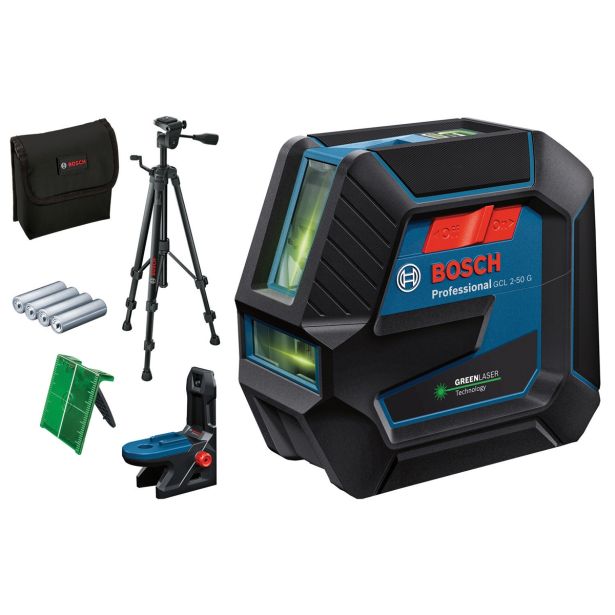 KOMBINIRANI LASER BOSCH GCL 2-50 G Z DRŽALOM RM 10 IN STOJALOM BT 150