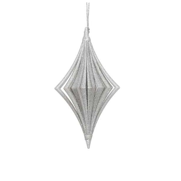 OKRASEK ZA JELKO GLOSSTYLE GEO 3D 7X7X12 CM SREBRNE BARVE