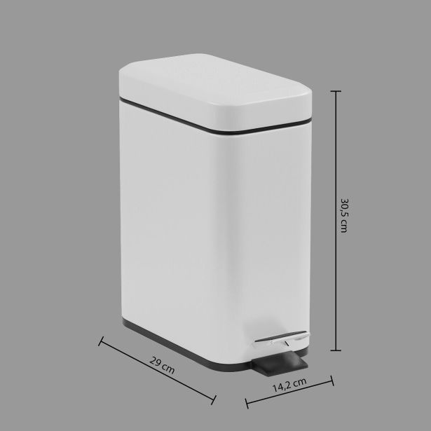 KOPALNIŠKI KOŠ ZA SMETI GEPARD BELI KOŠ ZA SMETI 5L PRAVOKOTEN S PEDALOM KOV.