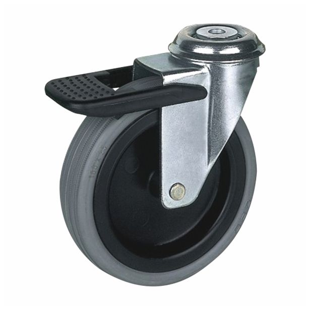 GIBLJIVO KOLO Z ZAVORO LIV-KOLESA 75 MM PU L10.5 2-811 G10 DRSNI LEŽAJ