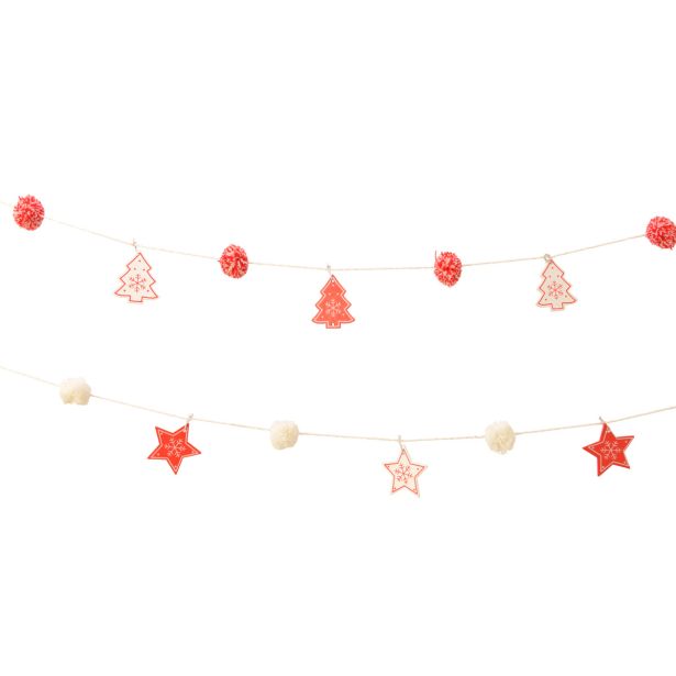 GIRLANDA DECORIS RDEČE BARVE JELKE/ZVEZDE 120 CM SORT