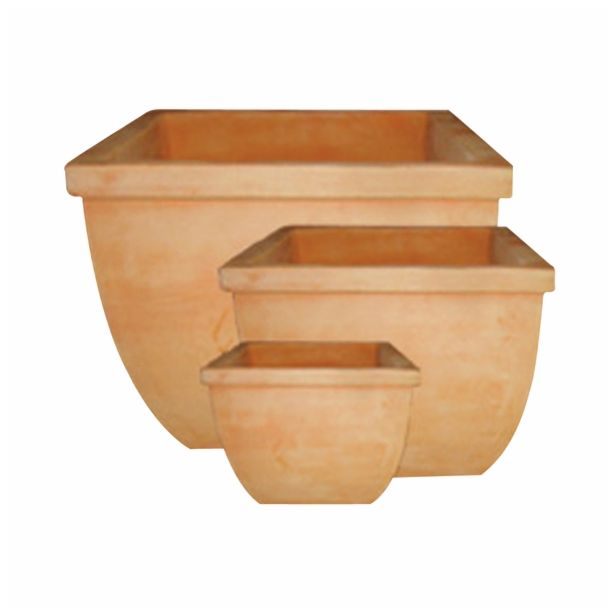 GLINENI ZUNANJI LONEC GREEN POTTERY KVADRATNI NIŽJI V SETU 45.35.27 Z ROBOM