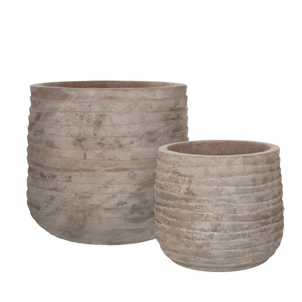 GLINENI ZUNANJI LONEC MICA MOUNT REBRAST OKROGEL BEIGE - V29XD31.5CM