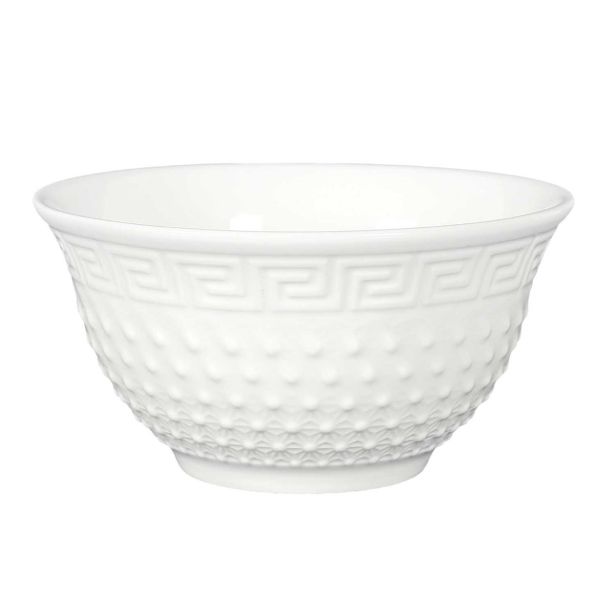 GLOBOKI KROŽNIK HOME DECO 12 CM RELIEFNA BELA ORGIN COLLECTION PORCELAN