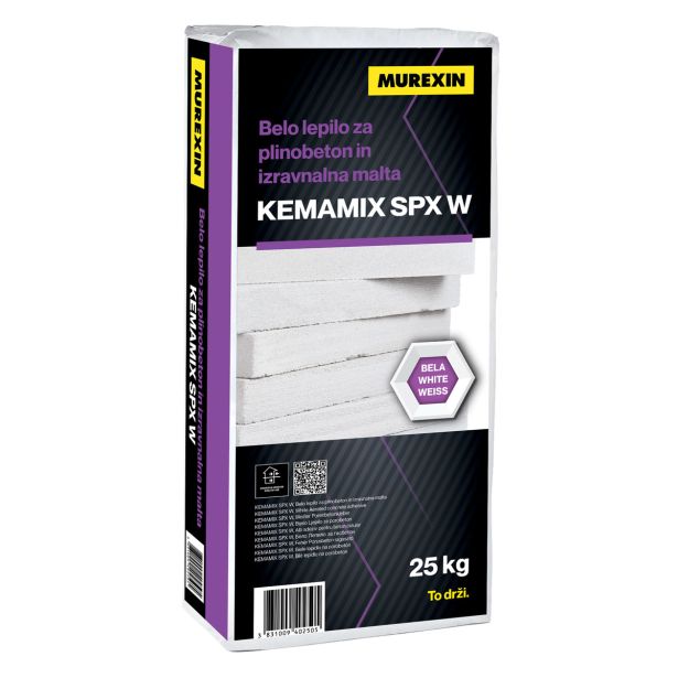 GRADBENO LEPILO MUREXIN KEMAMIX SPX W BELA 25KG- BELO LEPILO ZA PLINOBETON