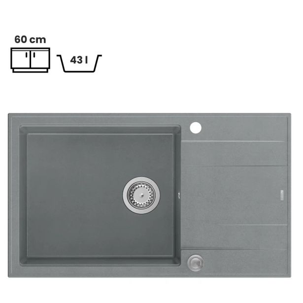 GRANITAL POMIVALNO KORITO QUADRON EVAN 136 XL SIV