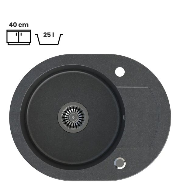 GRANITAL POMIVALNO KORITO QUADRON JOHNNY 216 ČRN