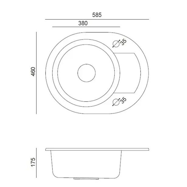 GRANITAL POMIVALNO KORITO QUADRON JOHNNY 216 ČRN