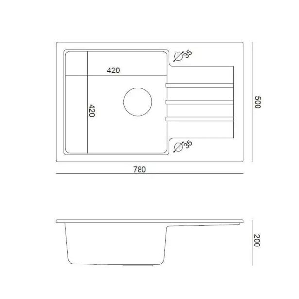 GRANITAL POMIVALNO KORITO QUADRON PETER 111 ČRN